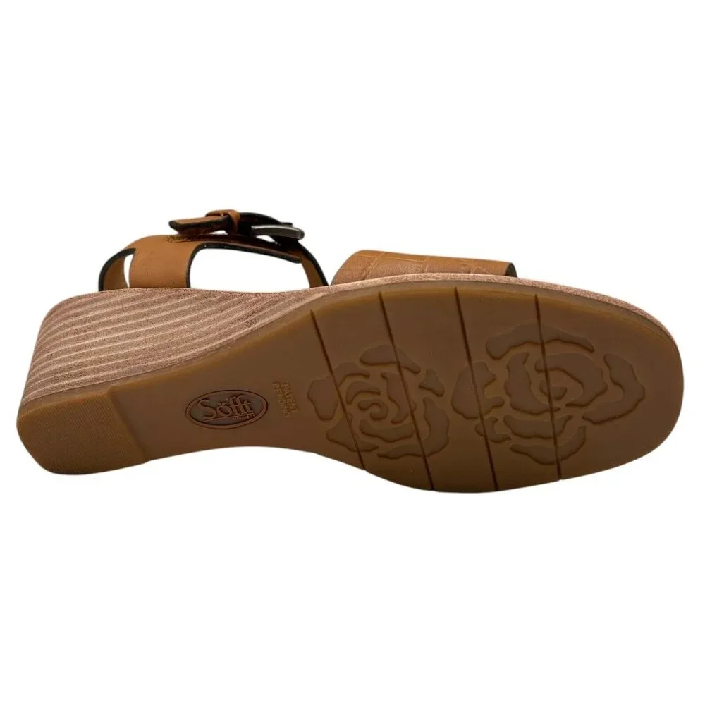 Sofft Garin Women’s Wedge Sandals Size 8.5‎ Brown Open-toe Hook & loop Closure